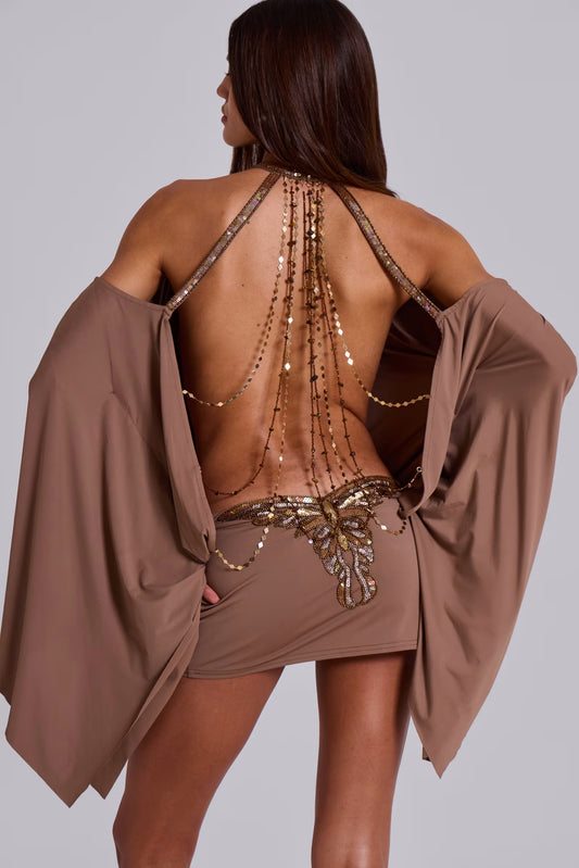 Butterfly Whisper Open Back Mini Dress