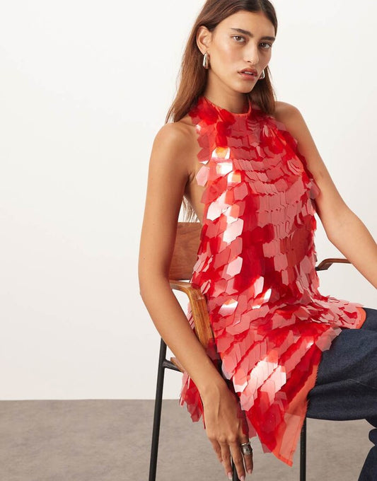 The Ruby Sequin Halter