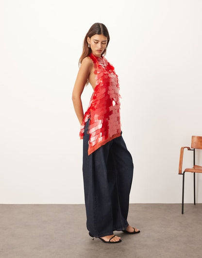 The Ruby Sequin Halter